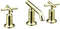 KOHLER K-14410-3-AF Purist Widespread Bathroom Sink Faucet with Low Cross Handles and Low Spout, Vibrant French Gold