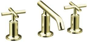 KOHLER K-14410-3-AF Purist Widespread Bathroom Sink Faucet with Low Cross Handles and Low Spout, Vibrant French Gold