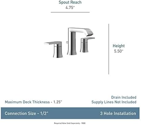 Moen T6708BL Genta LX Two Handle Widespread Modern Bathroom Facuet Valve Required, Matte Black- Pack (2)