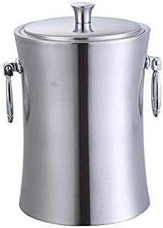 Stainless Steel Ice Bucket Set W/Lid Clip, Double Insulation Prevent Ice from Melting