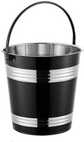 Ice Bucket, 304 Stainless Steel Ice Bucket Bar Restaurant Ice Grain Bucket French Fries Fried Chicken Snacks Carry Bucket Champagne Red Wine Bucket Ice Buckets for Parties(Black,Large)