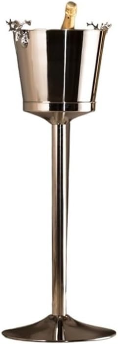 Iice Bucket, Stainless Steel Vertical Spiced Ice Bucket, Outdoor Bar Restaurant Ice Wine Dispenser, Shelf Included,Ice Bucket for Parties(Silver)
