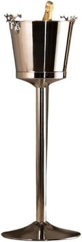 Iice Bucket, Stainless Steel Vertical Spiced Ice Bucket, Outdoor Bar Restaurant Ice Wine Dispenser, Shelf Included,Ice Bucket for Parties(Silver)