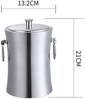 Stainless Steel Ice Bucket Set W/Lid Clip, Double Insulation Prevent Ice from Melting