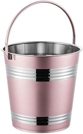 Ice Bucket, 304 Stainless Steel Ice Bucket Bar Restaurant Ice Grain Bucket French Fries Fried Chicken Snacks Carry Bucket Champagne Red Wine Bucket Ice Buckets for Parties(Pink,Large)