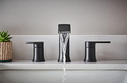 Moen T6708BL Genta LX Two Handle Widespread Modern Bathroom Facuet Valve Required, Matte Black- Pack (2)