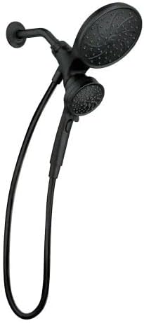 MOEN Magnetix 6-Spray Patterns with 1.75 GPM 6.75 in. Wall Mount Dual Shower Heads and Handheld in Matte Black
