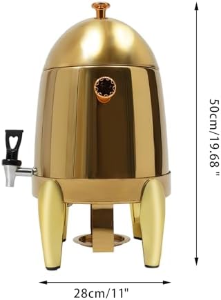 12L Hot & Cold Beverage Dispenser - 400W Insulated Drink Server with Faucet, Ideal for Home, Party & Bar Use - 3.17 Gallon Capacity (Gold & Clear)