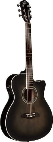 Oscar Schmidt Oace Auditorium Style Acoustic-Electric Guitar - Trans Black