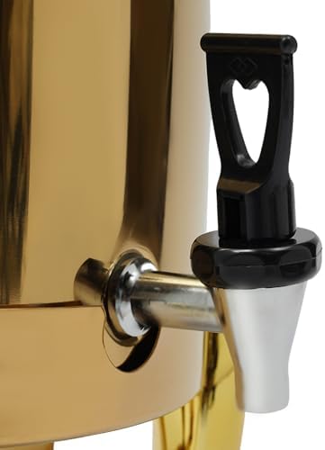 12L Hot & Cold Beverage Dispenser - 400W Insulated Drink Server with Faucet, Ideal for Home, Party & Bar Use - 3.17 Gallon Capacity (Gold & Clear)