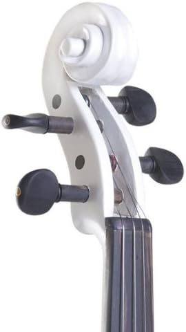 Cecilio 4/4 Size Electric Silent Violin, Hand-Carved Solid Wood, Electric Violin with Ebony Fittings, Ideal for Practice, Stage & Studio Use, Pearl White