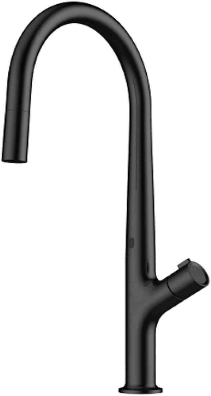 Modern Induction Brass Kitchen Faucet- Single Handle Flexible Control Cold and Hot Water 2 Function Sink Tap(Matte Black)