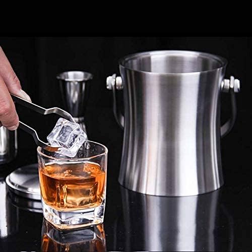 Stainless Steel Ice Bucket Set W/Lid Clip, Double Insulation Prevent Ice from Melting