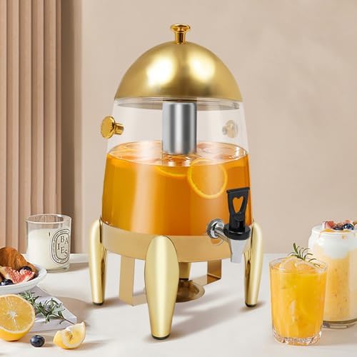 12L Hot & Cold Beverage Dispenser - 400W Insulated Drink Dispenser with Faucet for Home, Party & Bar - 3.17 Gallon Gold & Clear Water Server