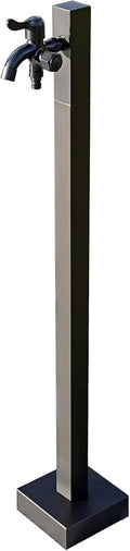 Outdoor Vertical Square Garden Water Column 304 Stainless Steel with Double Faucet, Antifreeze Water Dispenser Hydrant,Black-96cm/38in