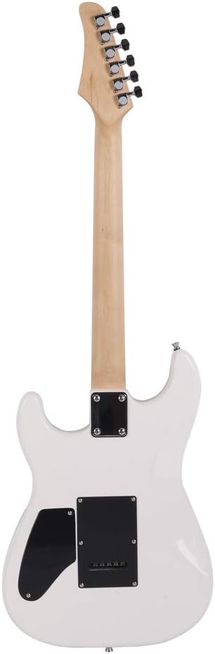 Full Size Electric Guitar Kit,39 Inch Beginner Electric Guitar,Complete Electric Guitars Set with Bag, Shoulder Strap, Power Wire, Wrench Tool,Tremolo Arm and Picks,White and Dark Blue