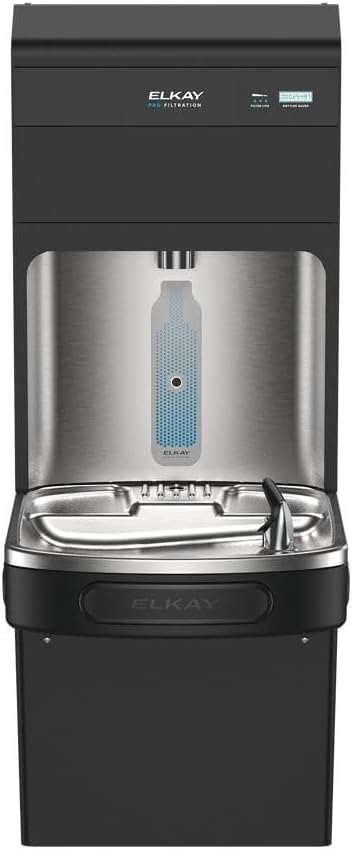 Elkay Pro Filtration LZS8WSBPRO Bottle Filling Station & Single ADA Cooler Refrigerated Black