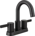 Peerless Precept Centerset Bathroom Faucet, Matte Black 3-Hole Bathroom Faucet, Bathroom Sink Faucet, Push-Pop Drain Assembly, Matte Black P2530LF-BL