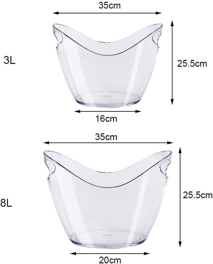 Ice Bucket Ice Bucket Transparent Plastic Ice Bucket Barrel 3/8 Liter for Drinks and Parties, Food Grade, Holds 2-5 Full-Sized Bottles and Ice (4 Piece Set) Bar Ice Bucket