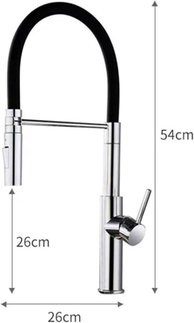 304 Stainless Steel Kitchen Faucet Black Hose Silicone Pull Type Cold and Hot Water Electrical Integrated Sink(Gold)