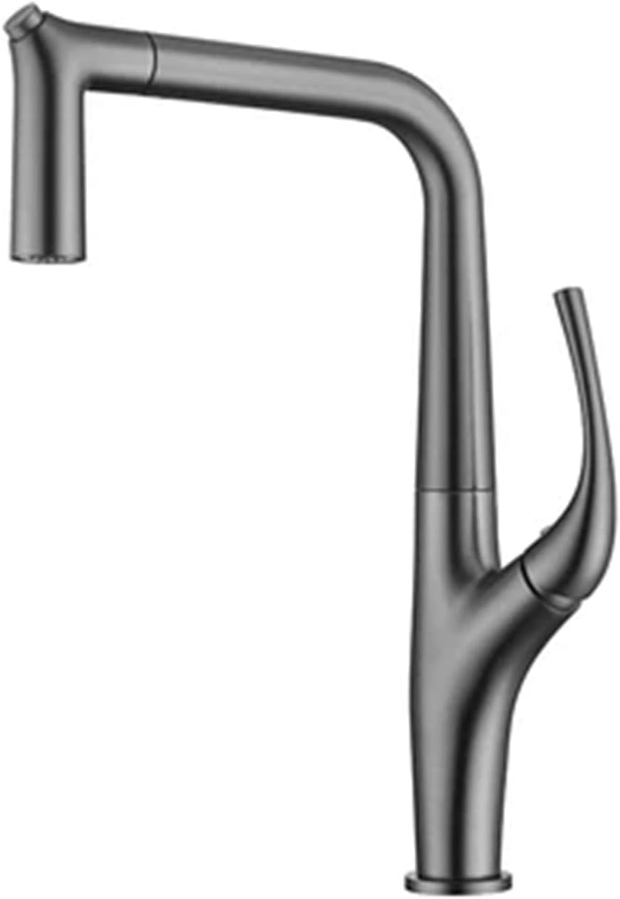 Kitchen Faucet Pull Out Single Lever Brass Rotation Hot and Cold Water Saving Decked Sink Mixer Tap(Gray)