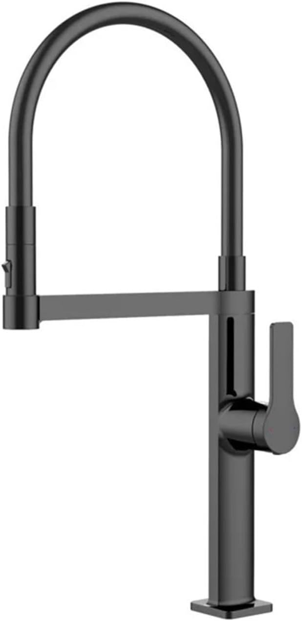 Pull Out Multifunctional 59 Copper Kitchen Sink Vegetable Washing Cold and Hot Water Faucet Universal Rotation(Black)