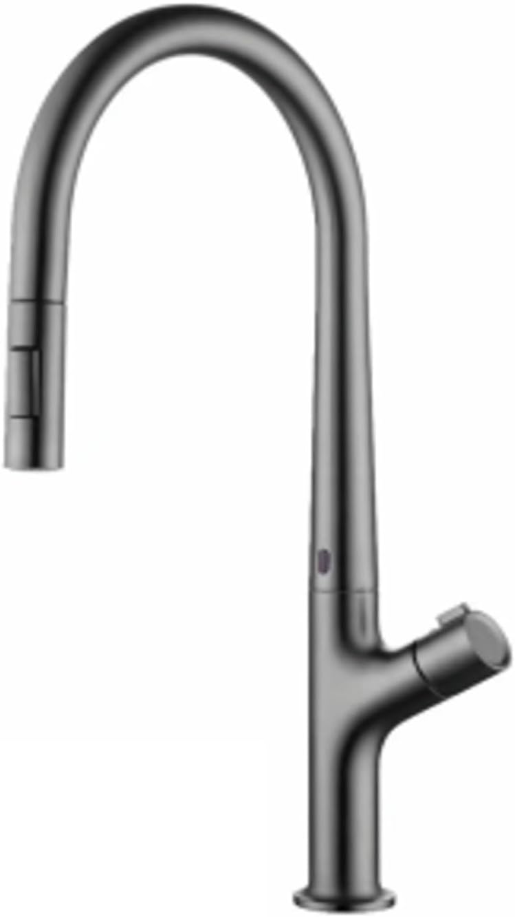 Modern Induction Brass Kitchen Faucet- Single Handle Flexible Control Cold and Hot Water 2 Function Sink Tap(Brushed Grey)