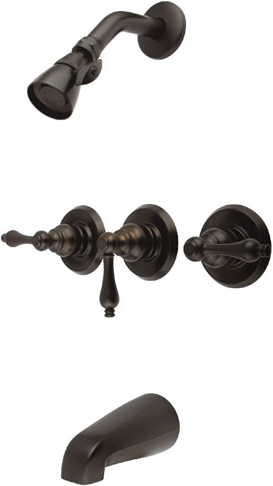 Kingston Brass KB235AL Tub and Shower Faucet with 3-Lever Handle, Oil Rubbed Bronze,5-Inch Spout Reach , Oil-Rubbed Bronze
