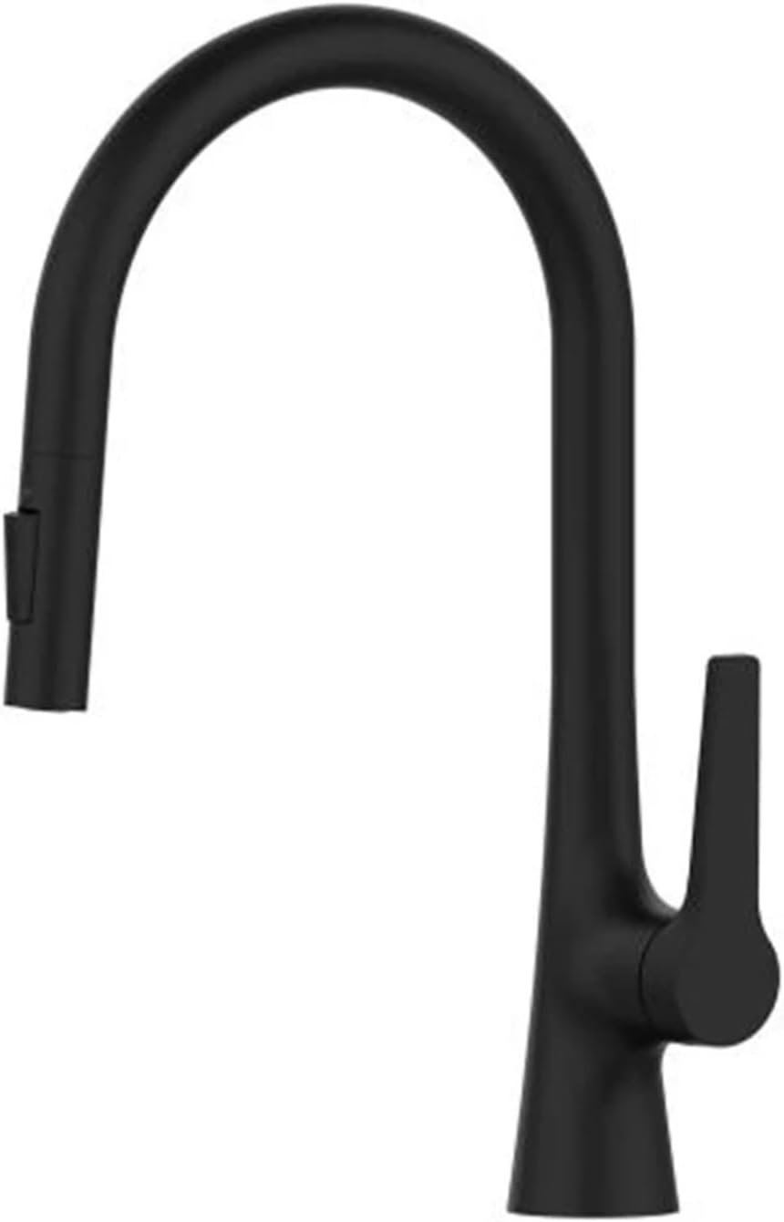 Brass Single Hole Deck Mounted 360 Degree Rotation Kitchen Pull Out Brass Faucet Hot and Cold Water Sink Taps(Black)