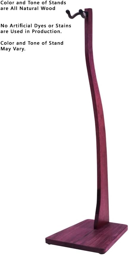 Zither Wooden Guitar Stand - Handcrafted Solid Purple Heart Wood Floor Stands Best for Acoustic, Electric and Classical Guitars, Made in USA
