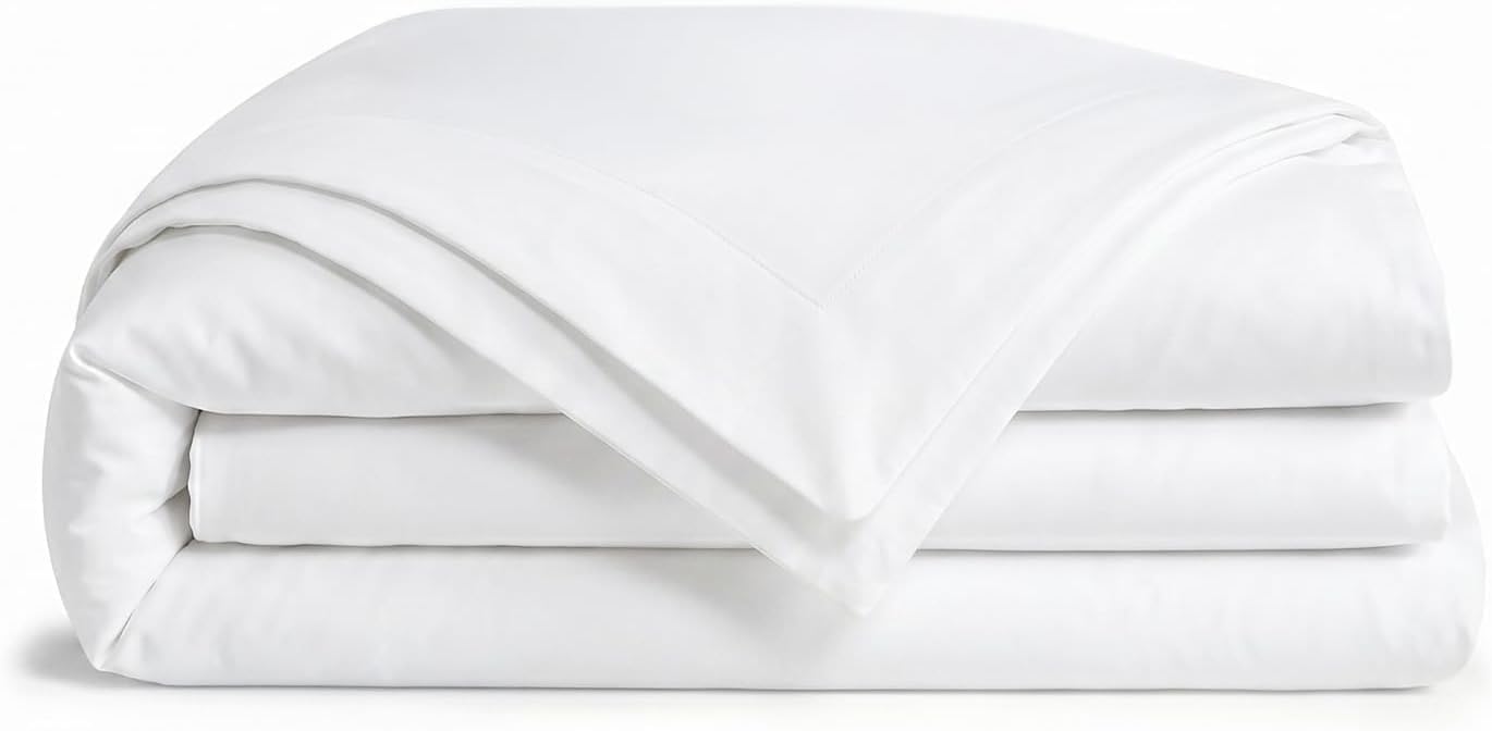 Queen Duvet Cover Set of 12 – Premium White Hotel Collection Bedding, Elegant Embroidered Poly-Cotton, 95x94 Inches (Duvet Cover Only)