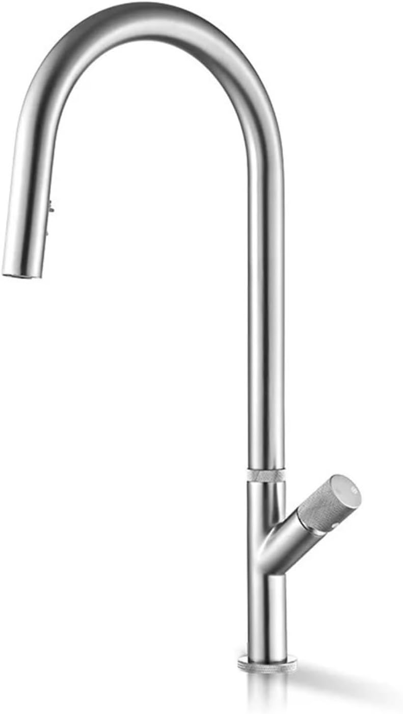Pull-Out Kitchen Faucet 360 Rotation Hidden Nozzle Hot and Cold Water Sink Mixer Tap Deck Mounted Luxury Wash Tap(Chrome)