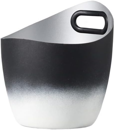 Iice Bucket, Stainless Steel Champagne Ice Bucket Curved Drink Chiller,Ice Bucket for Parties(Black)