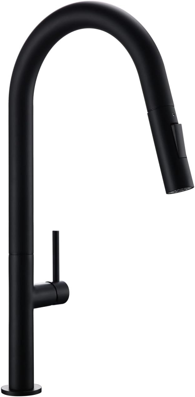 Brass Brushed Gold Black 360 Degree Rotation Kitchen Hot and Cold Water Sink Taps Pull Out Spout Kitchen Faucet(Black)