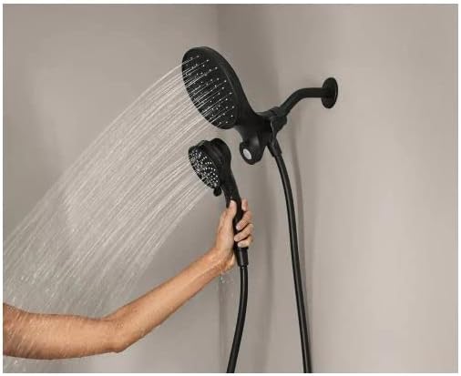 MOEN Magnetix 6-Spray Patterns with 1.75 GPM 6.75 in. Wall Mount Dual Shower Heads and Handheld in Matte Black
