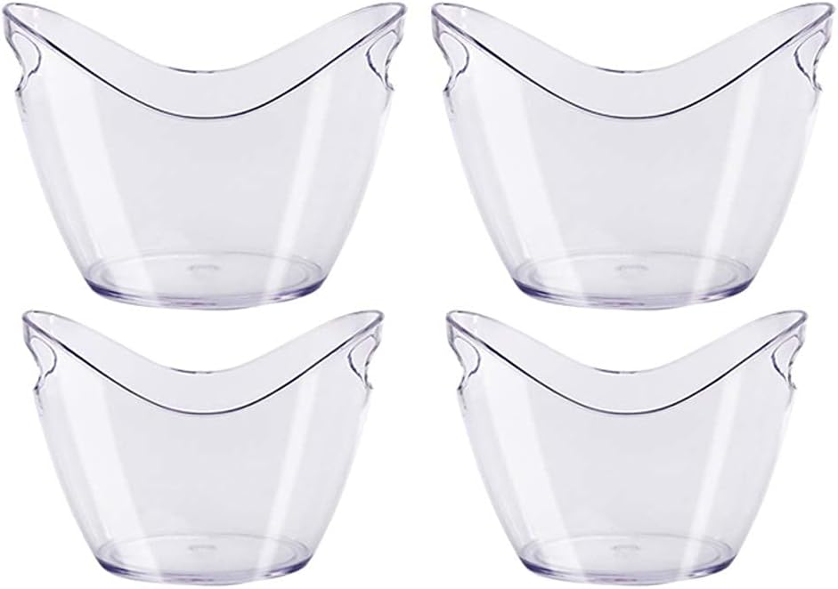 Ice Bucket Ice Bucket Transparent Plastic Ice Bucket Barrel 3/8 Liter for Drinks and Parties, Food Grade, Holds 2-5 Full-Sized Bottles and Ice (4 Piece Set) Bar Ice Bucket