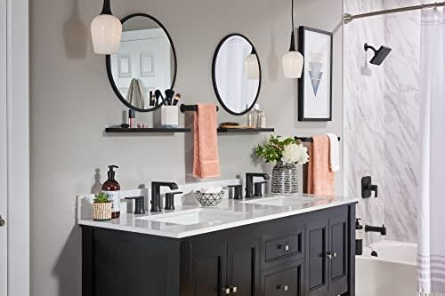 Moen T6708BL Genta LX Two Handle Widespread Modern Bathroom Facuet Valve Required, Matte Black- Pack (2)