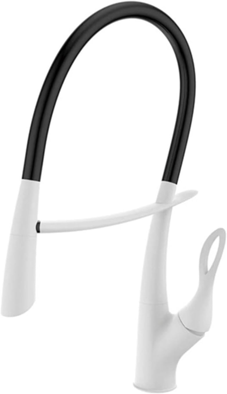 Kitchen Silicone Magnetic Suction Faucet Single Hole Single Handle Cold and Hot Double Control Basin Faucet(White)