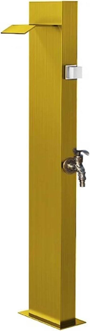 304 Stainless Steel Vertical Square Garden Water Column, Outdoor Antifreeze Faucet Water Dispenser Hydrant Water Feature Fountain Irrigation,Gold