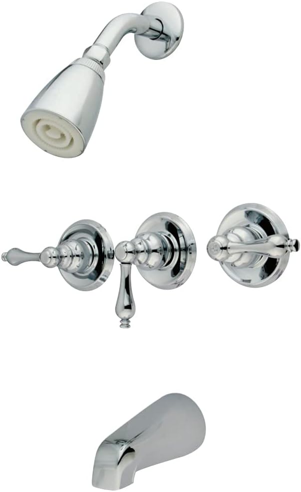 Kingston Brass KB231AL Tub and Shower Faucet with 3-Lever Handle, Polished Chrome