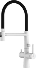 Flexible Kitchen Faucet with Drinking Water Spout 360° Rotation 4 Modes Faucet for Kitchen Sink Copper,White