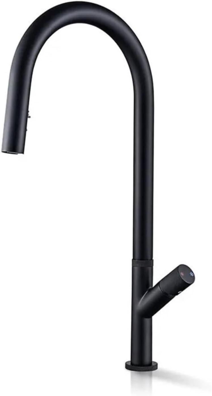 Pull-Out Kitchen Faucet 360 Rotation Hidden Nozzle Hot and Cold Water Sink Mixer Tap Deck Mounted Luxury Wash Tap(Black)