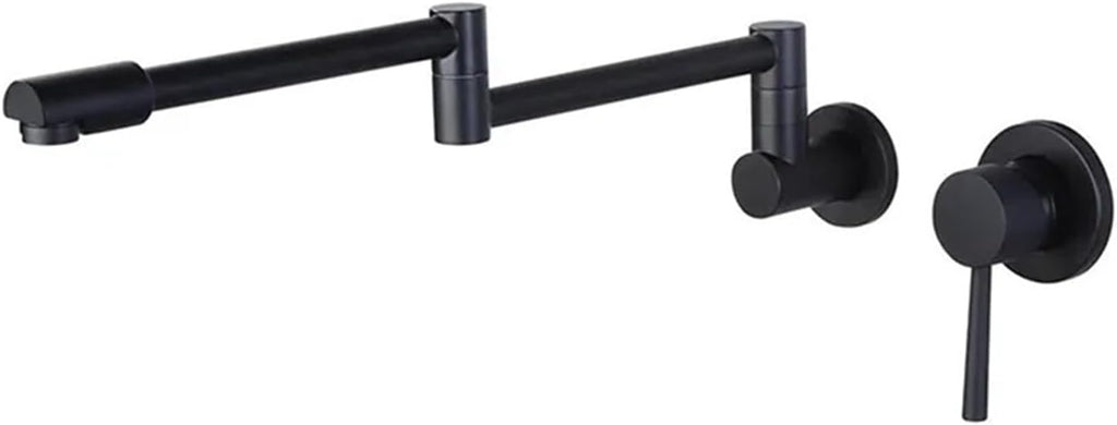 Foldable Pot Filler Tap Wall Mounted Kitchen Faucet Hot and Cold Black Sink Tap Rotate Folding Spout Brass(Black)