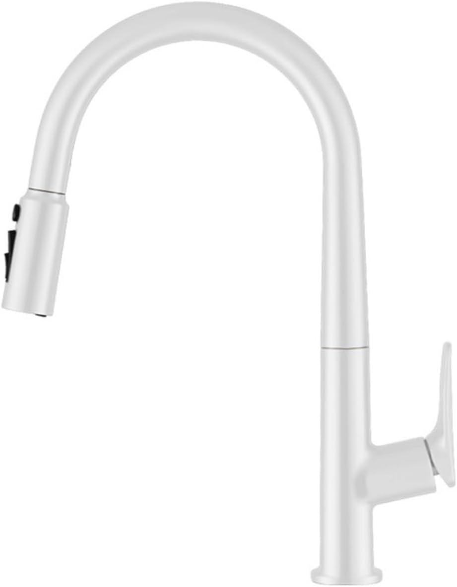 All Copper Kitchen 3-in-1 Hot and Cold Faucet Sink Sink Pull-Out Anti-Splash 2-Point Water Purifier Faucet(White)