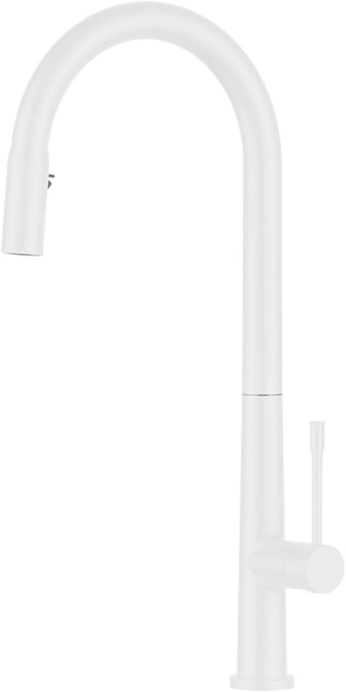 Kitchen Faucet Pull Out Cold and Hot Mixer Tap Single Holde Faucet Kitchen Sink(White)