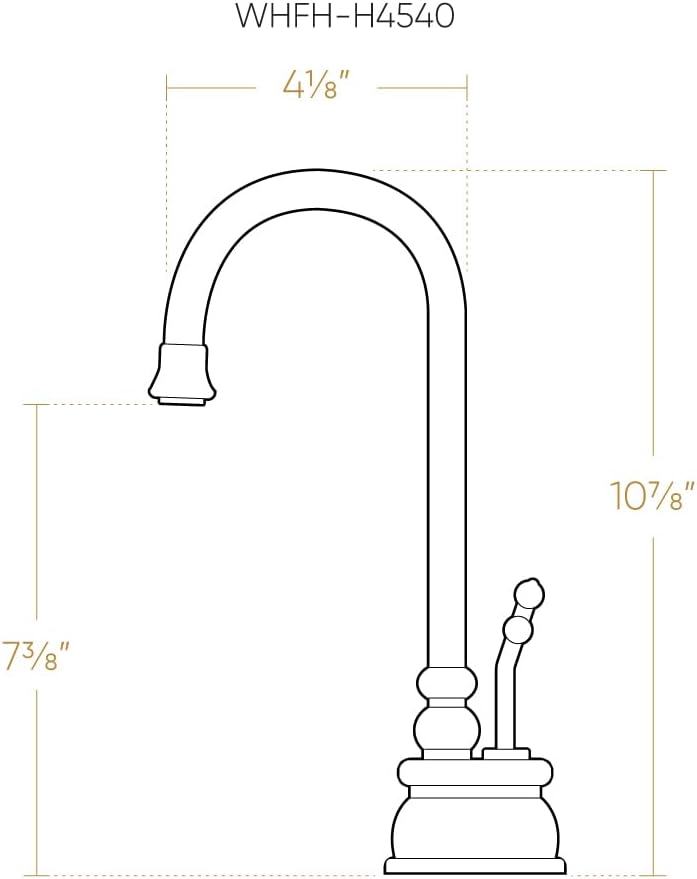 Whitehaus WHFH-H4540-BN Forever Hot 4 1/8-Inch Instant Hot Water Dispenser with Gooseneck Spout and Self Closing Handle, Brushed Nickel