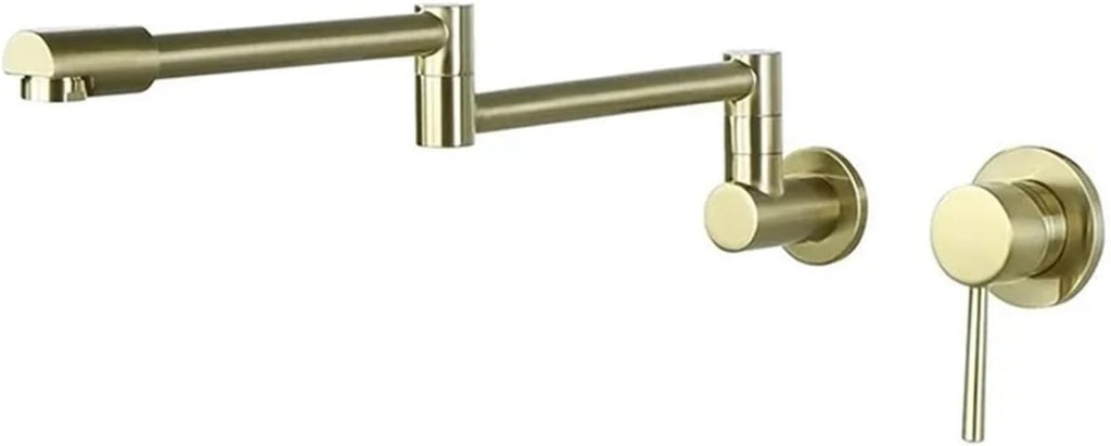 Foldable Pot Filler Tap Wall Mounted Kitchen Faucet Hot and Cold Black Sink Tap Rotate Folding Spout Brass(Brushed Gold)