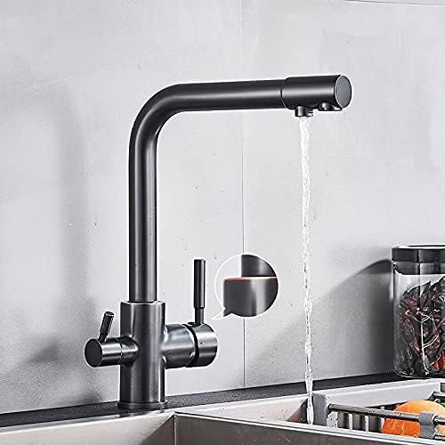 Kitchen Sink Mixer Tap, Faucets Water Filter Black Kitchen Faucet Drinking Water Tap Rotatable Water Purification Feature Taps for Kitchen Sink Mixers/Gold Faucet