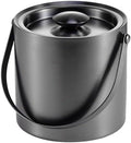 2L Ice Bucket with Lid, Double Wall Insulated Stainless Steel ICES Buckets Wine for Cocktail Bar and Parties(Black)