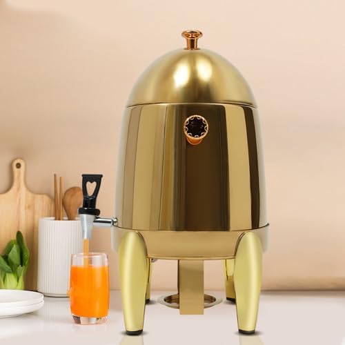 12L Hot & Cold Beverage Dispenser - 400W Insulated Drink Server with Faucet, Ideal for Home, Party & Bar Use - 3.17 Gallon Capacity (Gold & Clear)